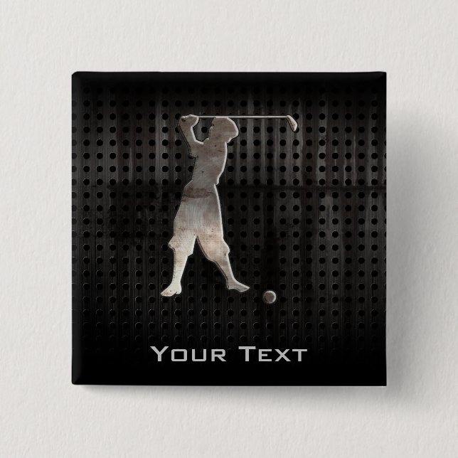 Badge Carré 5 Cm Golfeur vintage ; Cool (Devant)