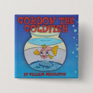 BADGE CARRÉ 5 CM GORDON LE BOUTON DE POISSON ROUGE