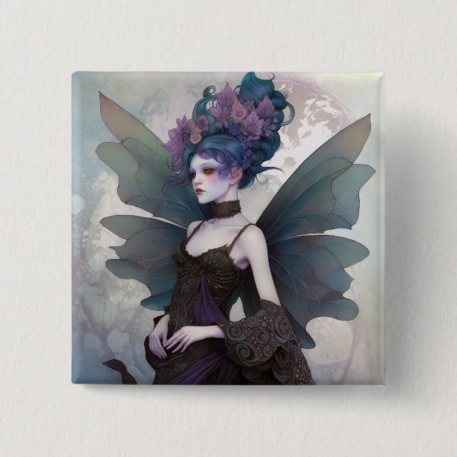 Badge Carré 5 Cm Goth Dark Fairy Girl Imaginaire Art (Devant)