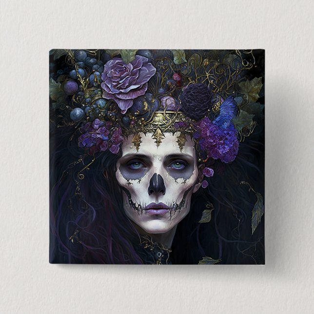 Badge Carré 5 Cm Goth Queen Imaginaire Art (Devant)