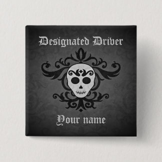 Badge Carré 5 Cm Gothique Halloween conducteur désigné