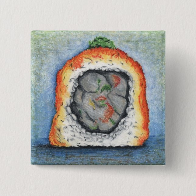 Badge Carré 5 Cm goupille de hamachi (Devant)