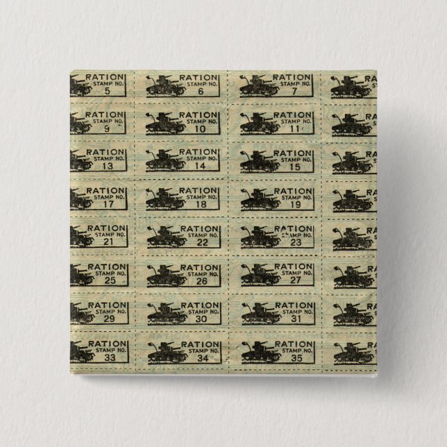 Badge Carré 5 Cm Goupille de timbre de ration de guerre (Devant)