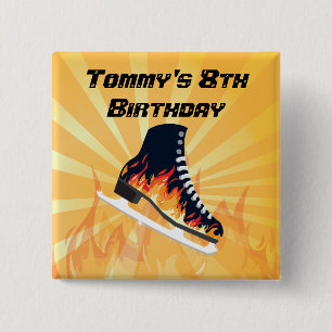 Badge Carré 5 Cm Goupille flamboyante de patinage de glace