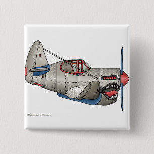 Badge Carré 5 Cm Goupilles d'avion de combat de 2ÈME GUERRE