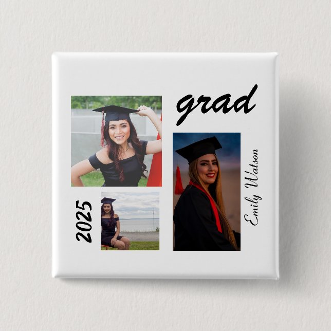 Badge Carré 5 Cm Graduation Grad 2025 personalized  (Devant)