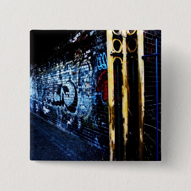 Badge Carré 5 Cm Graffiti par nuit (Devant)