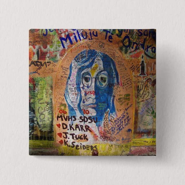 Badge Carré 5 Cm Graffiti - Prague (Devant)