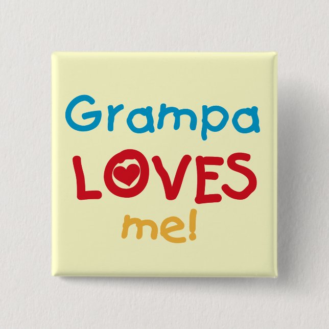Badge Carré 5 Cm Grampa m'aime T-shirts et cadeaux (Devant)