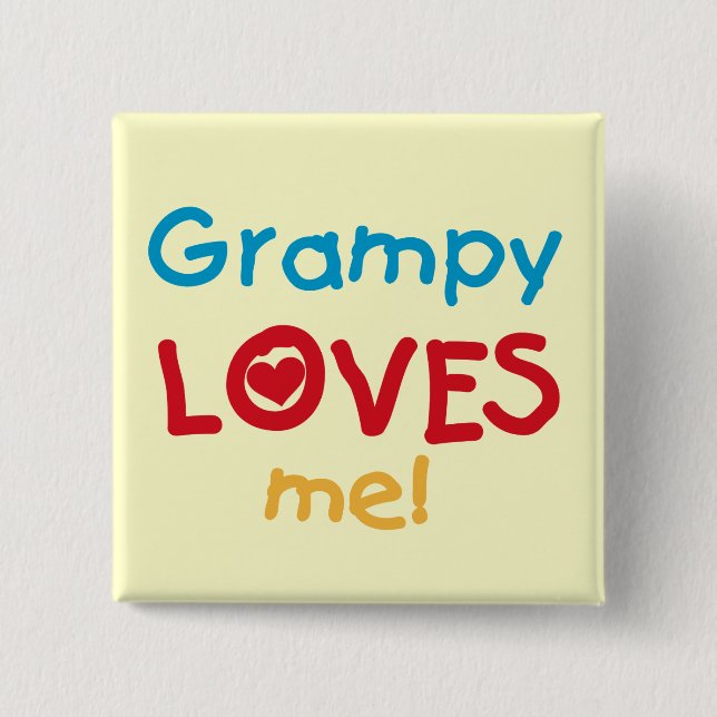 Badge Carré 5 Cm Grampy aime mes t-shirts et cadeaux (Devant)
