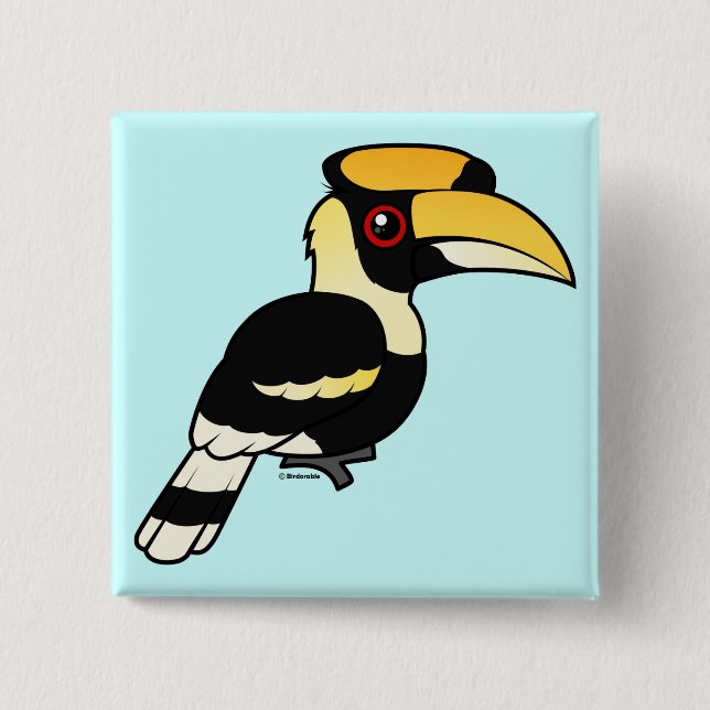 Badge Carré 5 Cm Grand calao (Devant)