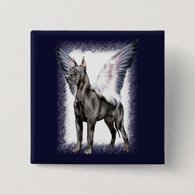 Badge Carré 5 Cm Grand Dane Angel Noir (Devant)