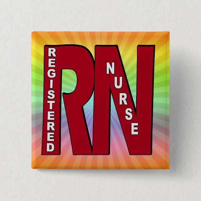 BADGE CARRÉ 5 CM GRAND INFIRMIER AUTORISÉ ROUGE DE RN (Devant)