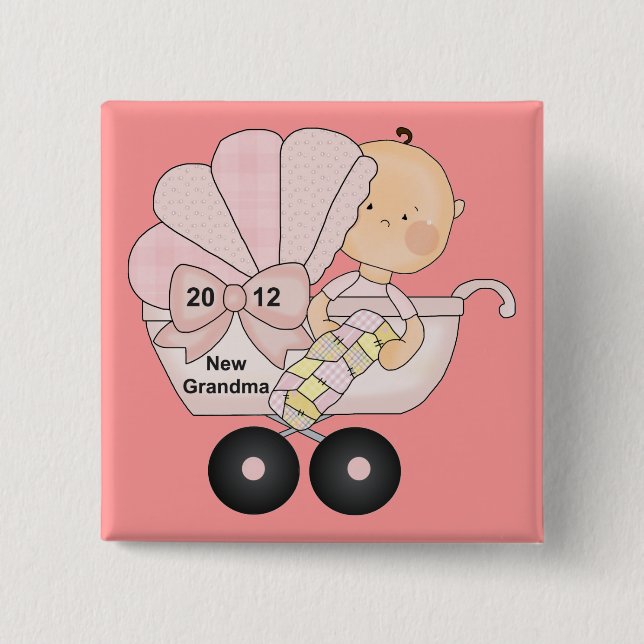 Badge Carré 5 Cm Grand-maman 2012 (rose) (Devant)