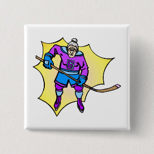 Badge Carré 5 Cm Grand-maman d'hockey
