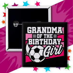 Badge Carré 5 Cm Grand-mère de la Fille d'anniversaire du football