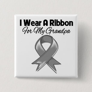 Badge Carré 5 Cm Grand-papa - je porte un ruban gris