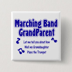 Badge Carré 5 Cm Grand-parent/trompette
