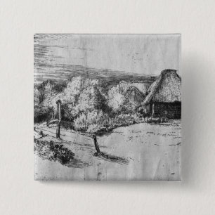 Badge Carré 5 Cm Grand paysage avec une tour, c.1650