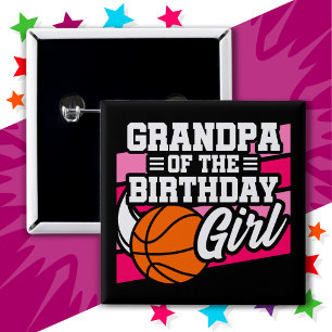 Badge Carré 5 Cm Grand-père de la fête de basket-ball pour enfants