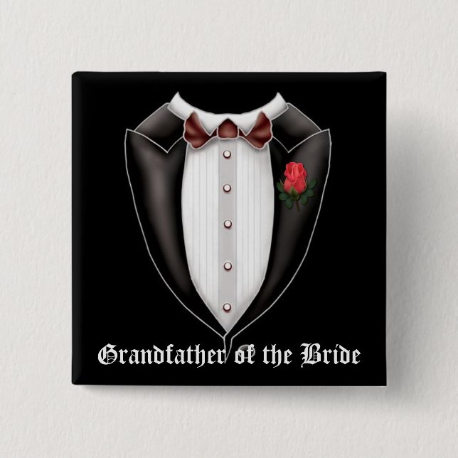 Badge Carré 5 Cm Grand-Père Du Bouton Tuxedo Mariée (Devant)