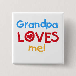 Badge Carré 5 Cm Grand-père m'aime t-shirts et cadeaux