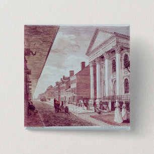 Badge Carré 5 Cm Grand-rue avec la première église presbytérienn