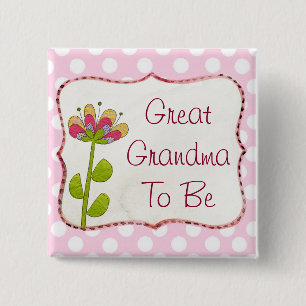 Badge Carré 5 Cm Grande grand-maman à être bouton rose de baby