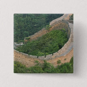 Badge Carré 5 Cm Grande Muraille de Chine à Jinshanling, Chine.