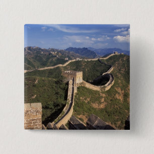Badge Carré 5 Cm Grande Muraille serpentant à travers la montagne,