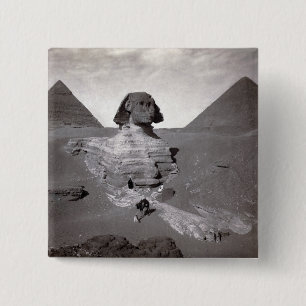 Badge Carré 5 Cm Grande Sphinx & Nécropole des pyramides de Gizeh É