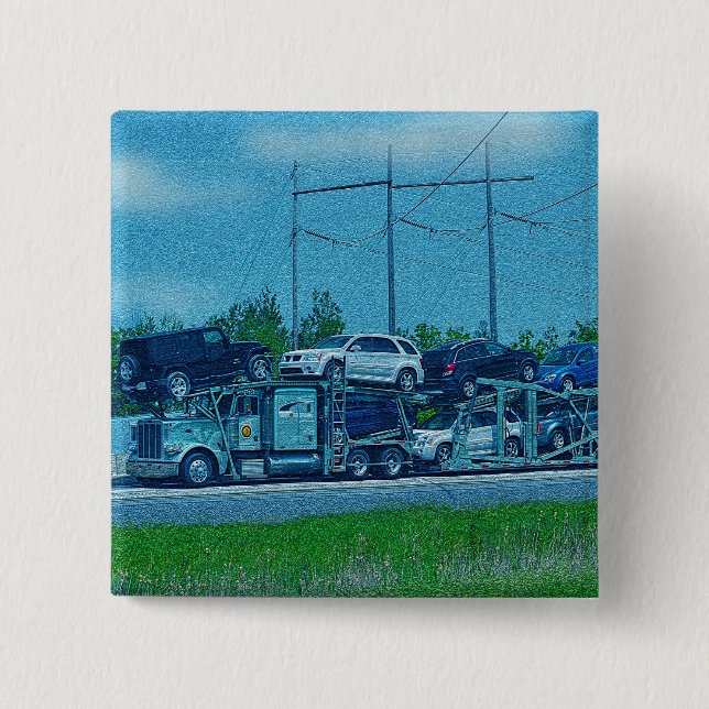 Badge Carré 5 Cm GRANDS CAMIONS et CAMIONS d'INSTALLATION pour des  (Devant)