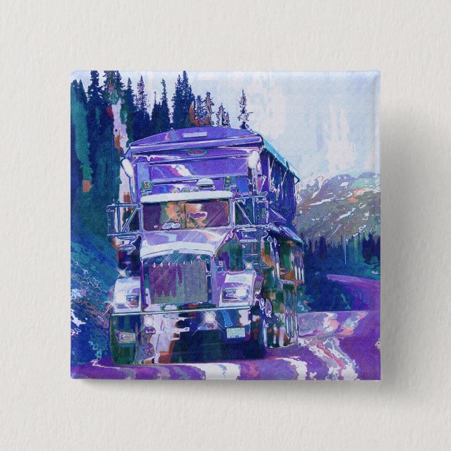 Badge Carré 5 Cm GRANDS CAMIONS et CAMIONS d'INSTALLATION pour des  (Devant)