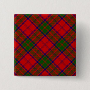 Badge Carré 5 Cm Grant tartan rouge vert plaid