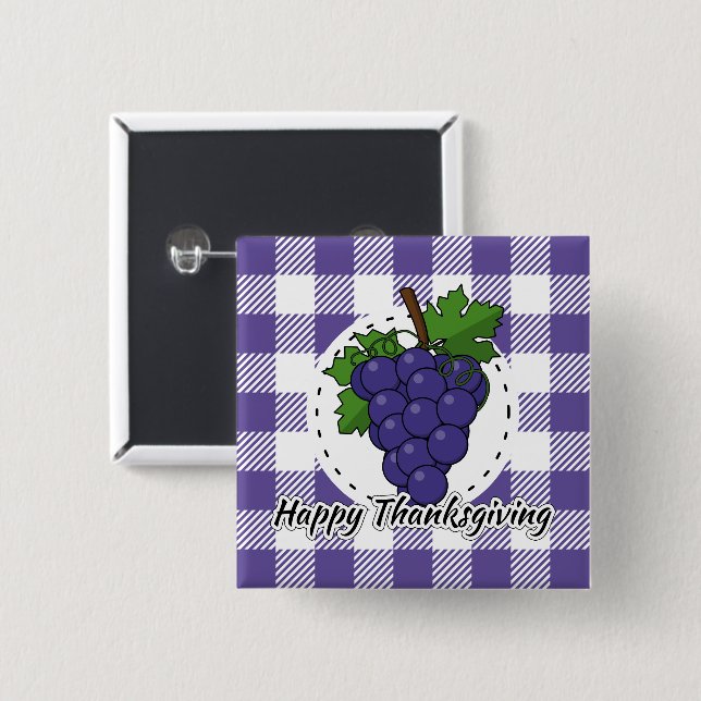 Badge Carré 5 Cm Grape on Violet Plaid (Devant & derrière)