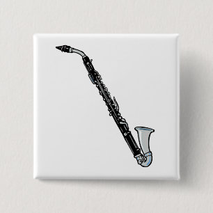 Badge Carré 5 Cm Graphique de clarinette basse, juste la clarinette