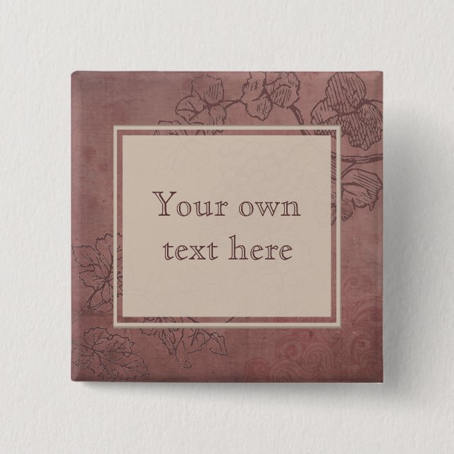 Badge Carré 5 Cm Graphique de vin de Bourgogne Texte personnalisé (Devant)