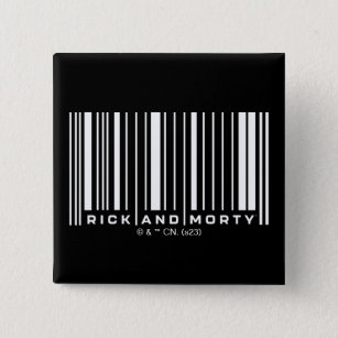 Badge Carré 5 Cm Graphique du code barre de Rick et Morty