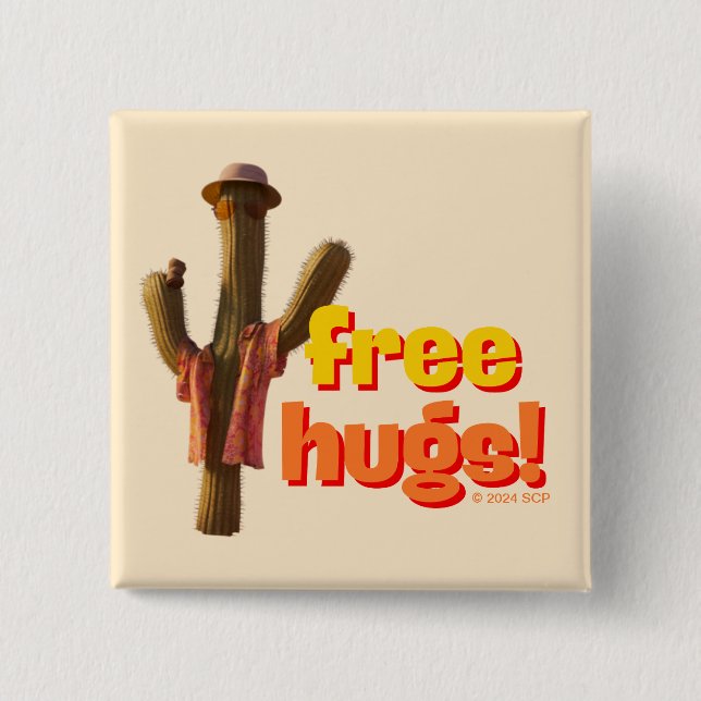 Badge Carré 5 Cm Gratuit Hugs ! (Devant)