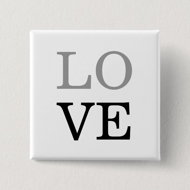 Badge Carré 5 Cm Gray Black Script Love Wedding  (Devant)