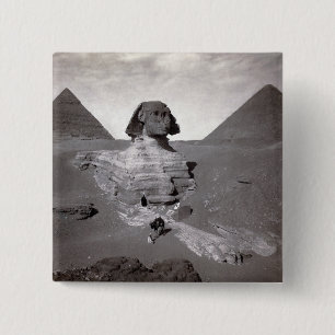 Badge Carré 5 Cm Great Sphinx & Gizeh Pyramides Necropolis Egypte