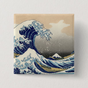 Badge Carré 5 Cm Great Wave Kanagawa Japanese Painting