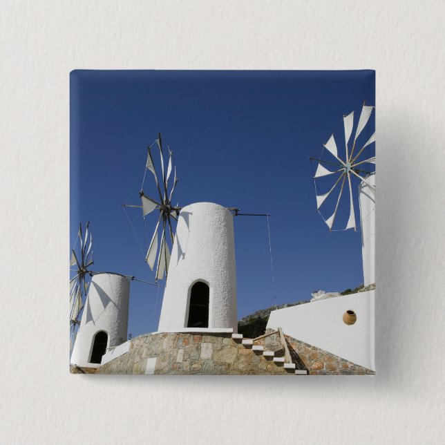 Badge Carré 5 Cm GRÈCE, CRÈTE, province d'Iraklio, Ano Kera : (Devant)