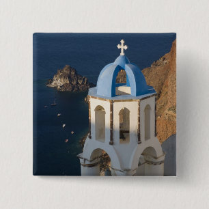 Badge Carré 5 Cm Grèce et île grecque de Santorin ville d'Oia 2
