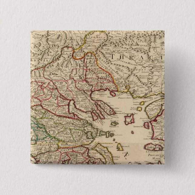 Badge Carré 5 Cm Grèce et Macédoine (Devant)