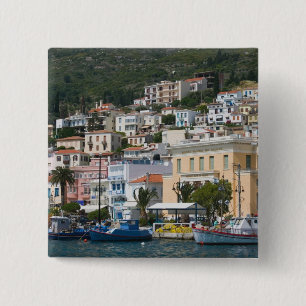 Badge Carré 5 Cm GRÈCE, Îles de la mer Égée nord-orientale, SAMOS,