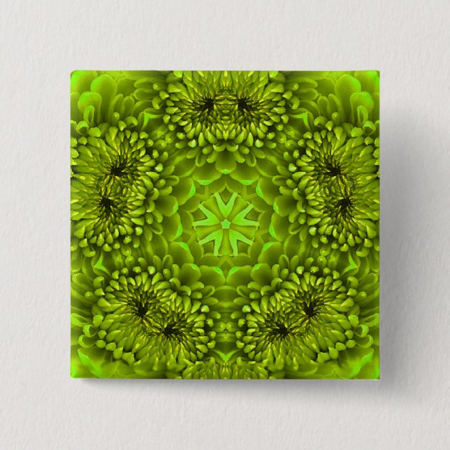 BADGE CARRÉ 5 CM GREEN DAHLIA (Devant)