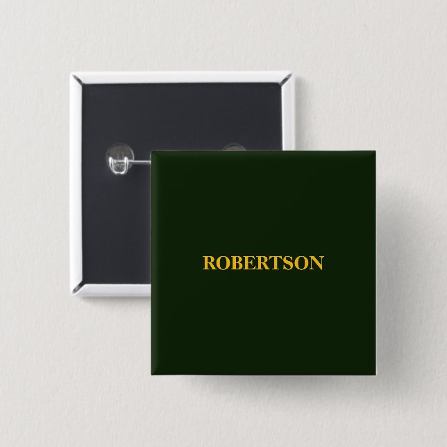 Badge Carré 5 Cm Green minimalist custom name  (Devant & derrière)
