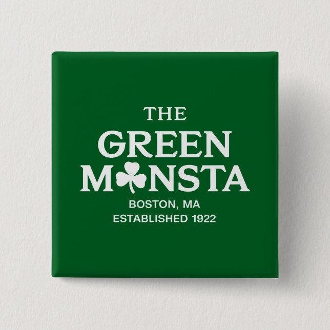 Badge Carré 5 Cm Green Monsta Boston Green Monstah cadeau de baseba (Devant)