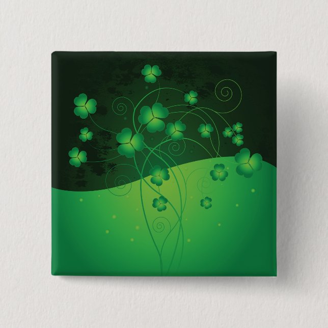Badge Carré 5 Cm Green Shamrock Clover St Patrick’s Day Luck (Devant)
